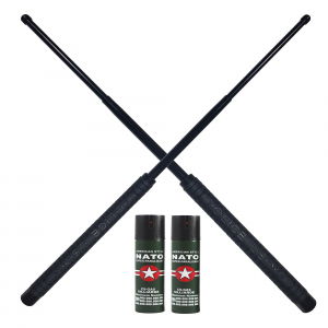 Seturi & accesorii autoaparare - Set 2 bastoane telescopice, Police, 50 cm, 2 sprayuri NATO, 60 ml, cadou