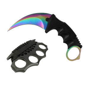 Seturi & accesorii autoaparare - Set box, model 2023, cu snur si cutit, Karambit, fade, 25 cm