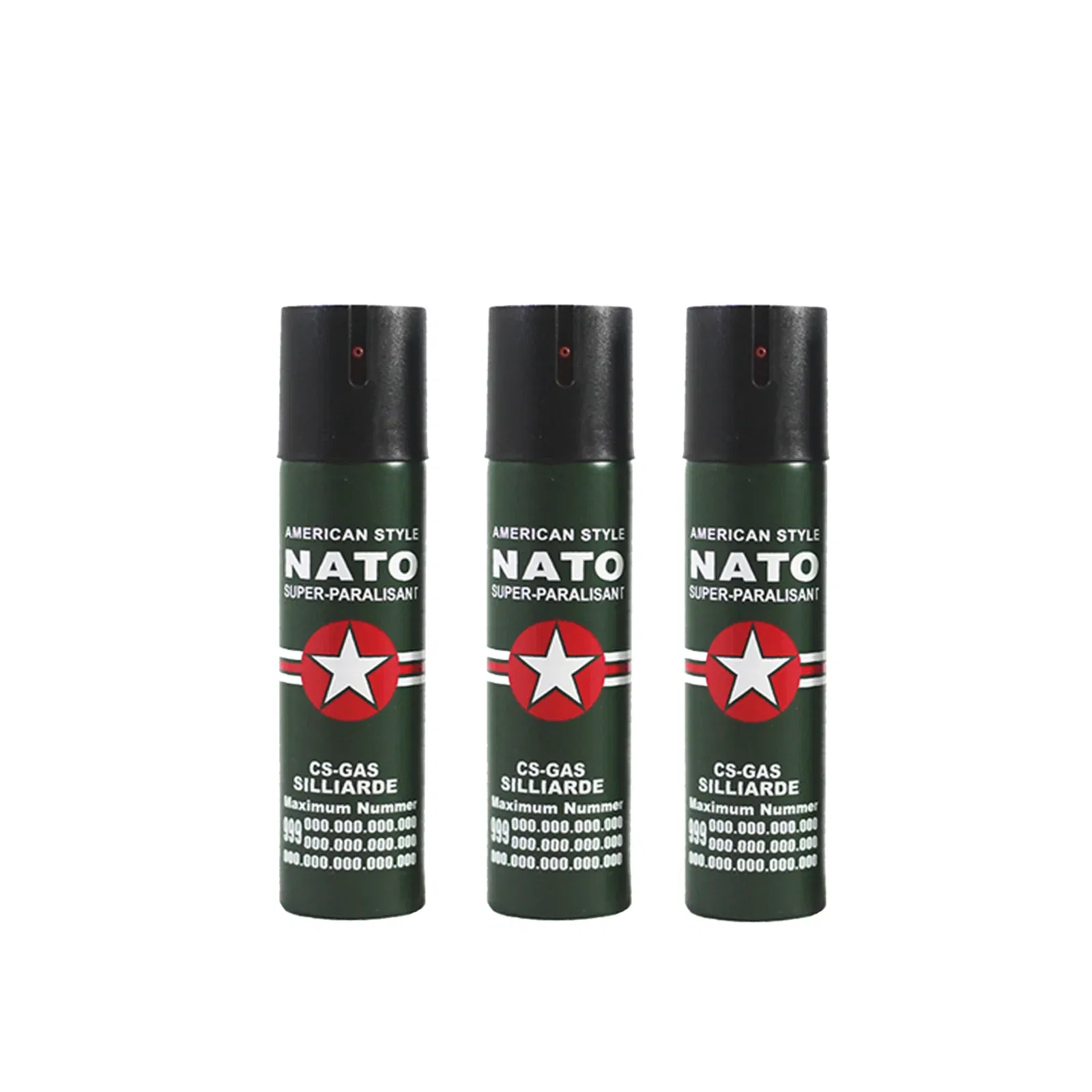 Spray autoaparare - Set 3 sprayuri paralizante IdeallStore®, Nato Defence, propulsie jet, 60 ml, verde