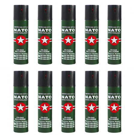 Seturi & accesorii autoaparare - Set 10 sprayuri autoaparare NATO, propulsie jet, 60 ml