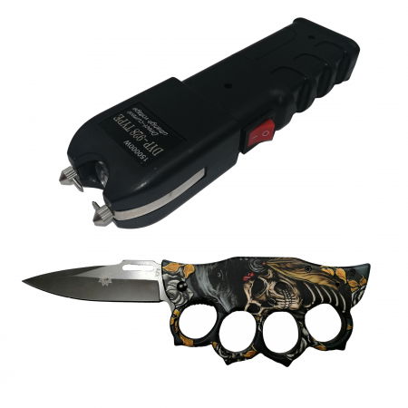 Seturi & accesorii autoaparare - Set autoaparare Ideallstore, electrosoc si box tip briceag, multicolor