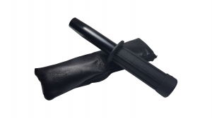 Set baston telescopic flexibil negru maner tip tonfa 47 cm + box,rozeta craniu negru [3]