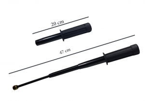Set baston telescopic flexibil negru maner tip tonfa 47 cm + box,rozeta craniu negru [2]