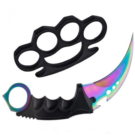 Seturi & accesorii autoaparare - Set Box autoaparare si Cutit de vanatoare , 19 cm IdeallStore® , otel