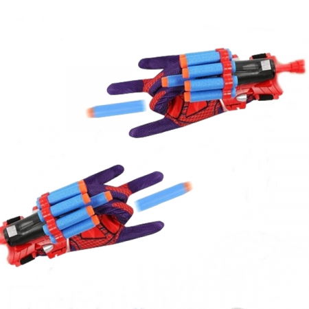 Accesorii costume copii - Set doua Manusi lansator cu 7 ventuze din burete SpiderMan, IdeallStore®, rosu
