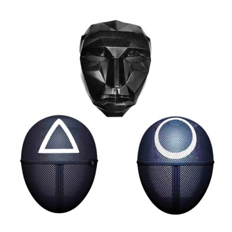 Accesorii costume copii - Set trei masti pentru carnaval, Squid Game, Triunghi, Cerc, Lider, Negru