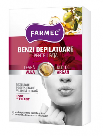Prieteni buni... - Farmec Benzi Depilatoare Pentru Fata Cu Ceara Alba (Argan), 20 Bucati + 2 Servetele
