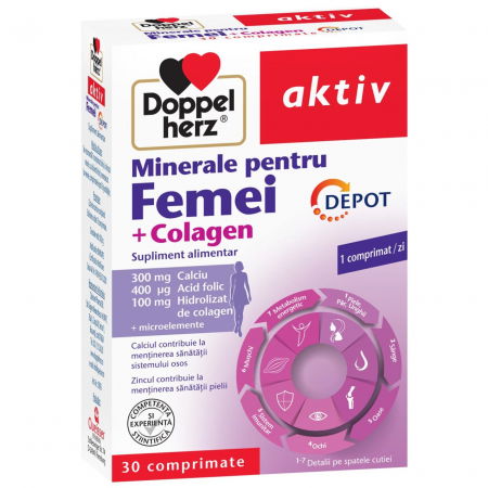 Altele - Doppelherz Aktiv Minerale+Colagen Pentru Femei, 30 Comprimate