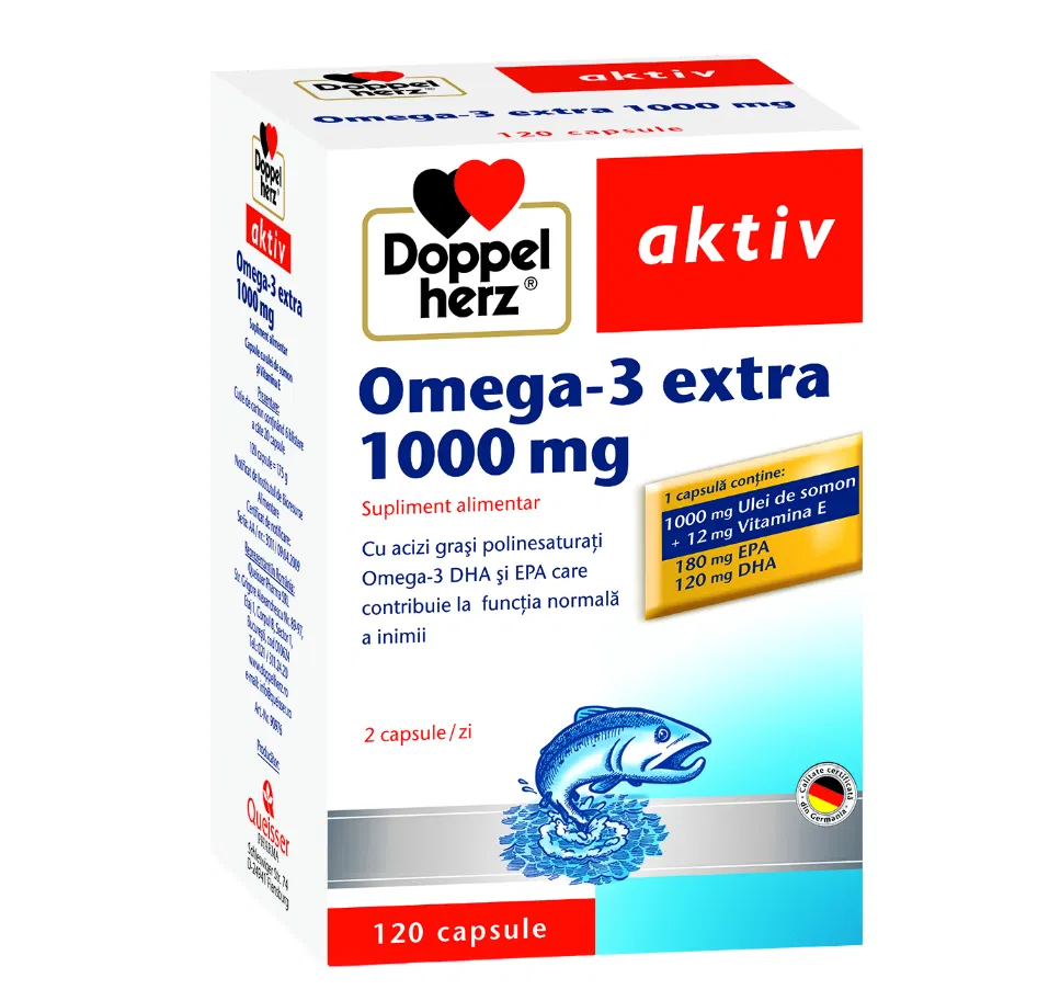 Inimioară, Inimioară - Doppelherz Aktiv Omega-3 Extra 1000 Mg, 120 Capsule
