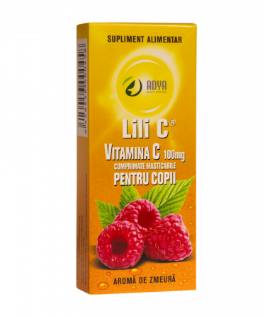 Vitamine si minerale - Lili C Vitamina C 100 Mg Pentru Copii, Aroma De Zmeura, 30 Comprimate Masticabile