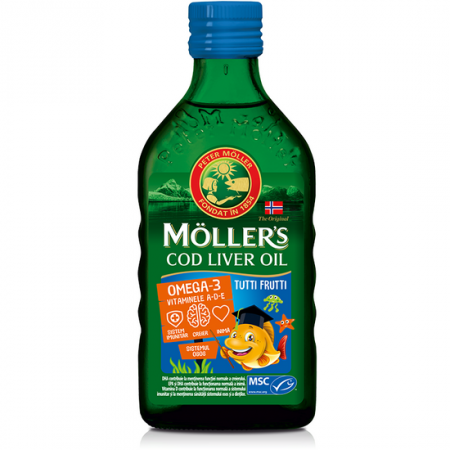 Suplimente alimentare copii - Moller'S Cod Liver Oil Omega-3 Tutti-Frutti Pentru Copii, 250 Ml