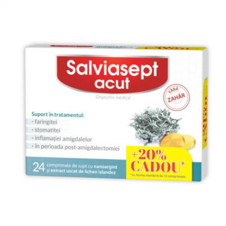 Altele - Salviasept Acut Fara Zahar X 24 Comprimate, 1Cut+20% Cadou