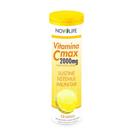 Profilactic și curativ - Vitamina C Max 2000 Mg Cu Extract Din Macese, 15 Tablete Efervescente
