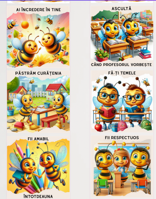 Banner Clasa Albinutelor cu regulile clasei tip postere educaționale din carton sau canvas SBE2025 [3]