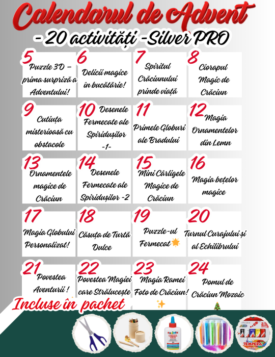 Calendarul de advent cu  20 activități copii SilverBoxPRO extra - Cadou perfect de Craciun [3]