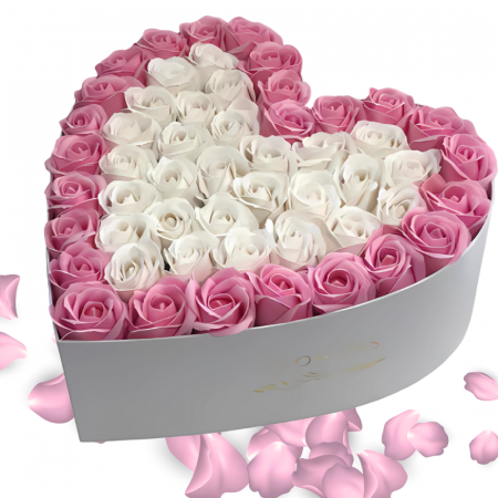 Cadouri aniversare - Aranjament cu trandafiri din sapun LOVE roz