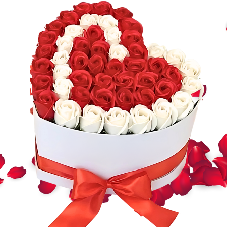 Cadouri aniversare - Aranjament cu trandafiri din sapun LOVE roz