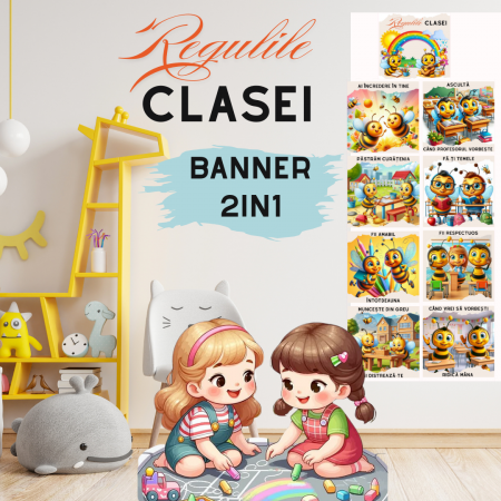 Banner Clasa Albinutelor cu regulile clasei tip postere educaționale din carton sau canvas SBE2025 [1]