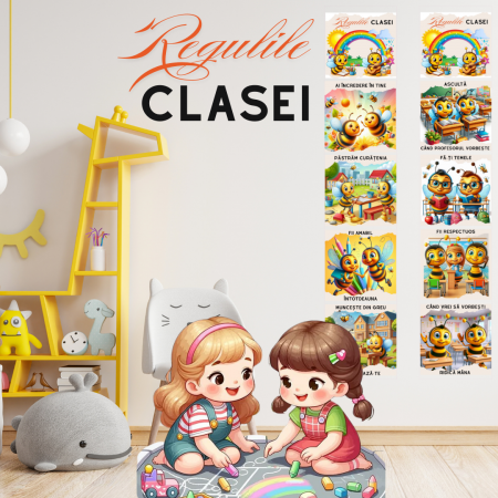 Banner Clasa Albinutelor cu regulile clasei tip postere educaționale din carton sau canvas SBE2025 [0]
