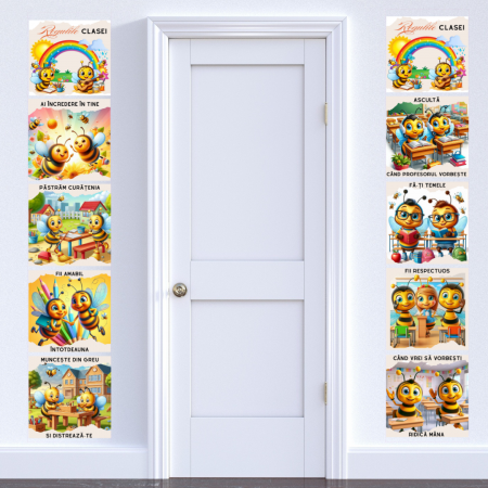 Banner Clasa Albinutelor cu regulile clasei tip postere educaționale din carton sau canvas SBE2025 [3]