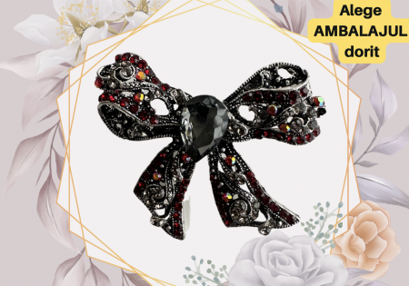 Bijuterii - Brosa Fundița neagră marcasite   5x7  cm, BR23.009