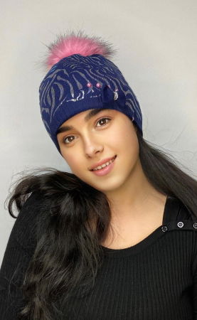 Caciuli copii - Caciula cu ciucure, calduroasa, dublata în interior, acoperă urechile și fruntea, bleomarin