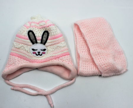 Fashion - Caciula cu ciucure si fular pentru fete, calduroase, caciula dublata în interior, acoperă urechile și fruntea