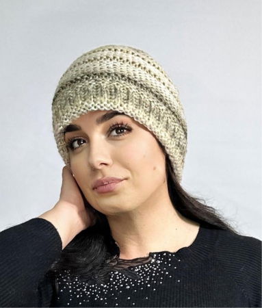 Caciuli si palarii dama - Caciula dama impletita, calduroasa si dublata în interior, HONEY maro degrade