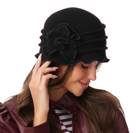 Caciula de dama DEEA 100% lana, marime universala  D25.06_negru