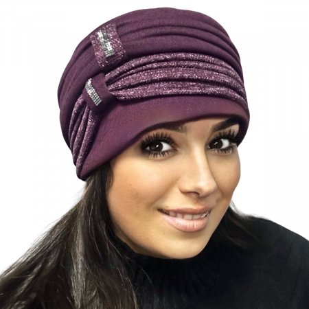 Caciuli si palarii dama - Caciula rafinata de dama Amalia din angora, marime universala, captuseala din polar, culoare  purple AMP112