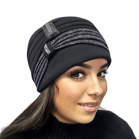 Caciuli si palarii dama - Caciula rafinata de dama Amalia din angora, marime universala, captuseala din polar, culoare negru AMN119