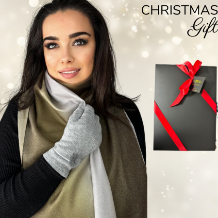 Cadouri aniversare - Cadoul perfect de Craciun set 2in1 cu manusi si esarfa eleganta 5901.KG01