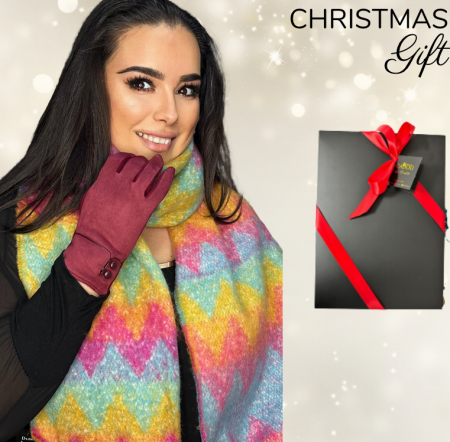 Cadouri aniversare - Cadoul perfect de Craciun set 2in1 cu manusi si esarfa foarte groasa si calduroasa 25110.MULTICOLOR