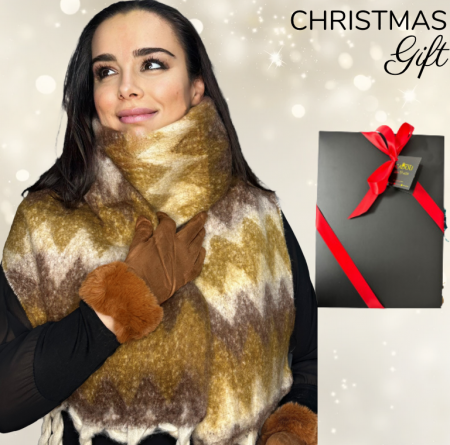 Cadouri aniversare - Cadoul perfect de Craciun set 2in1 cu manusi si esarfa foarte groasa si calduroasa 25110.MARO01