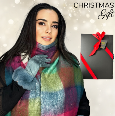 Pachete si seturi cadou femei - Cadoul perfect de Craciun set 2in1 cu manusi si esarfa foarte groasa si calduroasa 50124.07  ROZ-TURQUAZ