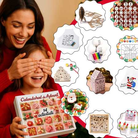 Cadouri copii 7 ani - Calendarul de advent - Magia Sarbatorilor de Craciun cu  14 activități copii- varianta standard