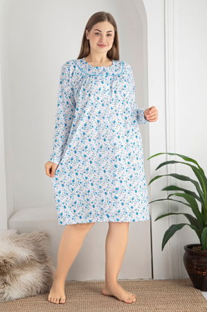 Pijamale BIG SIZE femei - Camasa de noapte serie mare  battal Material Bumbac, Lux, BERF4069-1