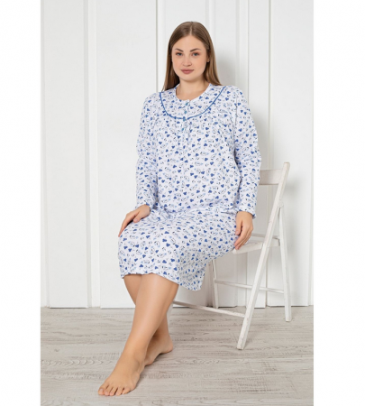 Pijamale BIG SIZE femei - Camasa de noapte serie mare  battal Material Bumbac, Lux, BERF1137-1