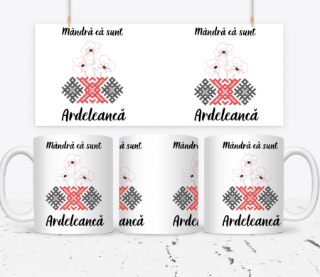 Cadouri aniversare - Cană cu motive traditionale romanesti, Mandra ca sunt ardeleanca, eCADOU, CROM1003