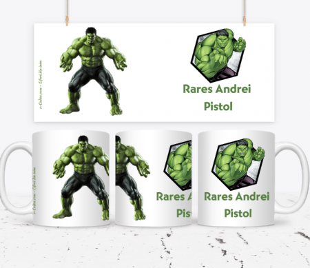 Cadouri copii 7 ani - Cană personalizata copii Incredibilul HULK, eCADOU, HULK1001