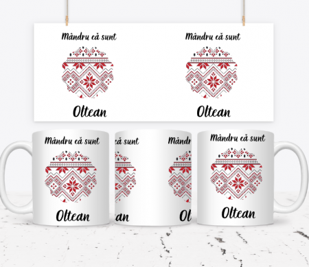 Cadouri aniversare - Cană cu motive traditionale romanesti, Mandru ca sunt oltean, eCADOU, CROM1005
