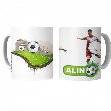 Cană personalizată fotbal cu poză și nume sau text CPF10001