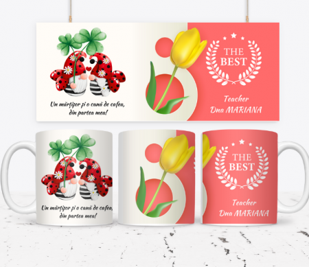 Cadouri aniversare - Cană personalizată martisor pentru Profesori si invatatoare 8 Martie SFM2023