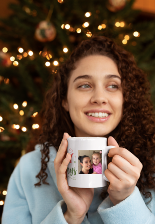 Căni personalizate de Crăciun - Cană personalizata - model cu Happy Holidays si poza, tematica de Craciun