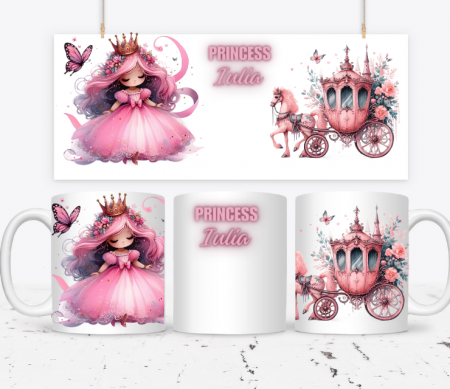 Cadouri copii 7 ani - Cană personalizată pentru fetite cu printese  KID1003 Princess