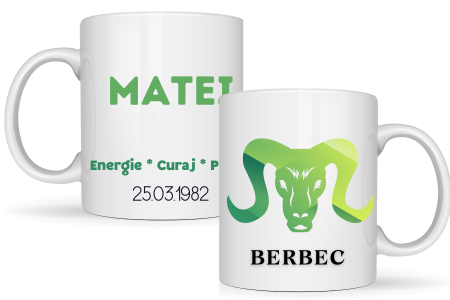 Cadouri aniversare - Cana zodiac BERBEC personalizata cu text poze sau mesaj CBER120