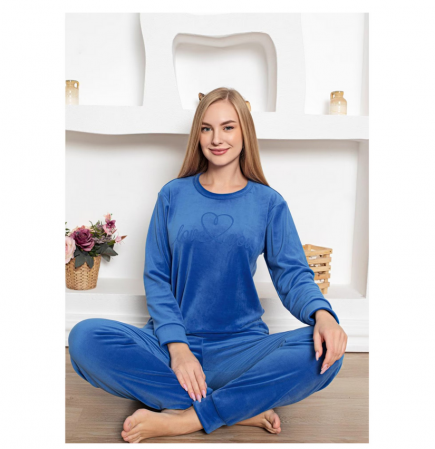 Pijamale BIG SIZE femei - Compleu catifea damă gros vatuit BAK500 – Confort, stil și eleganță BAK500