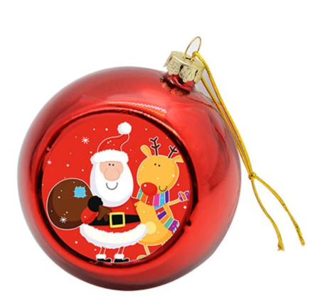 Glob rosu pentru brad  personalizat cu poza Ø 6cm [7]