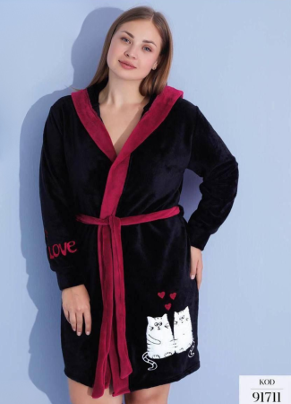 Pijamale de dama - Halat de baie foarte gros cu buzunare si cordon in talie, design deosebit, PIJ91711