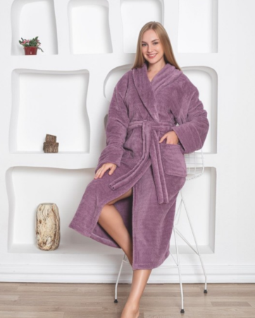 Halat de baie foarte gros fara gluga, buzunare si cordon in talie, COD 9005